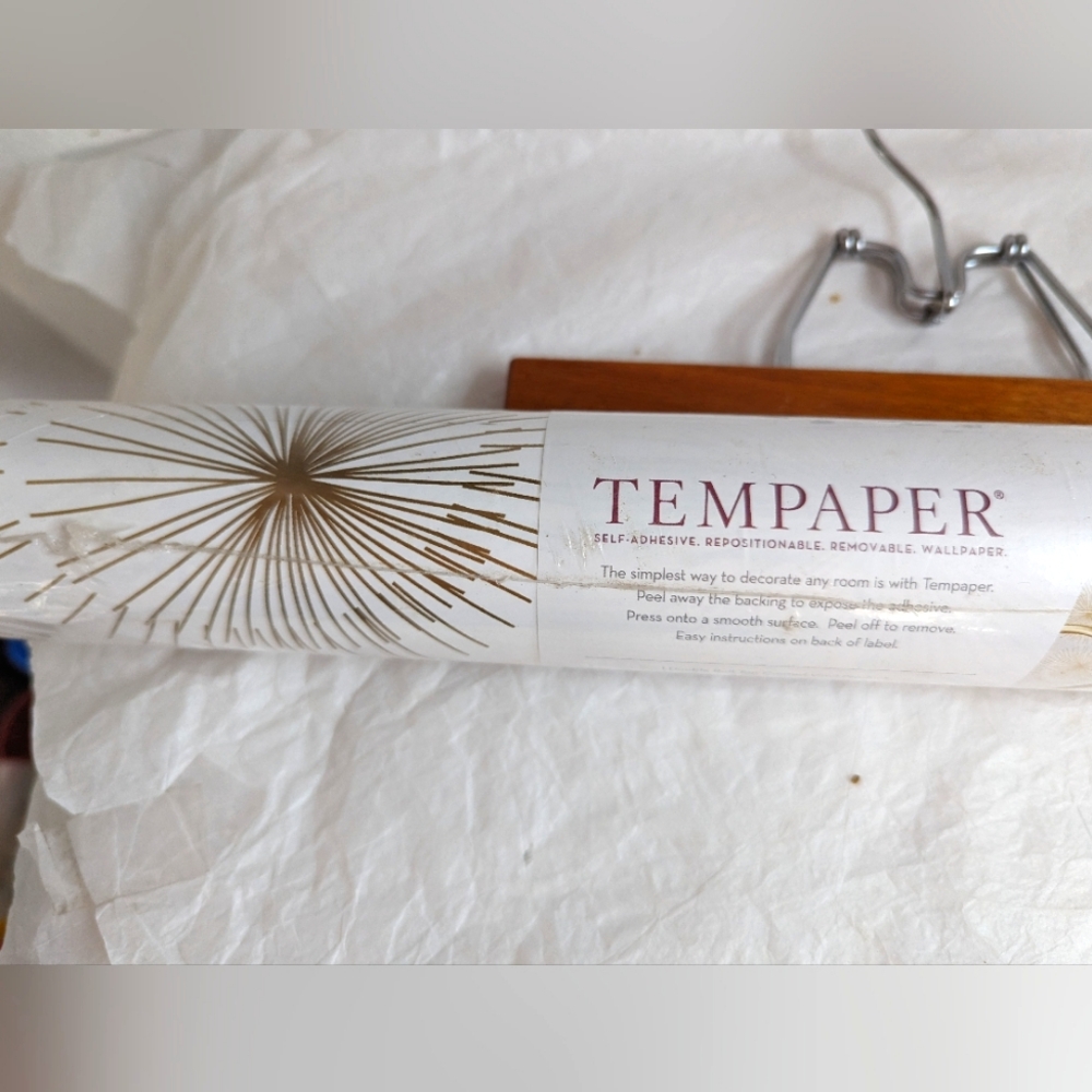 Tempaper Self Adhesive Removable Wallpaper "Goodbye Moon" Metallic Pattern